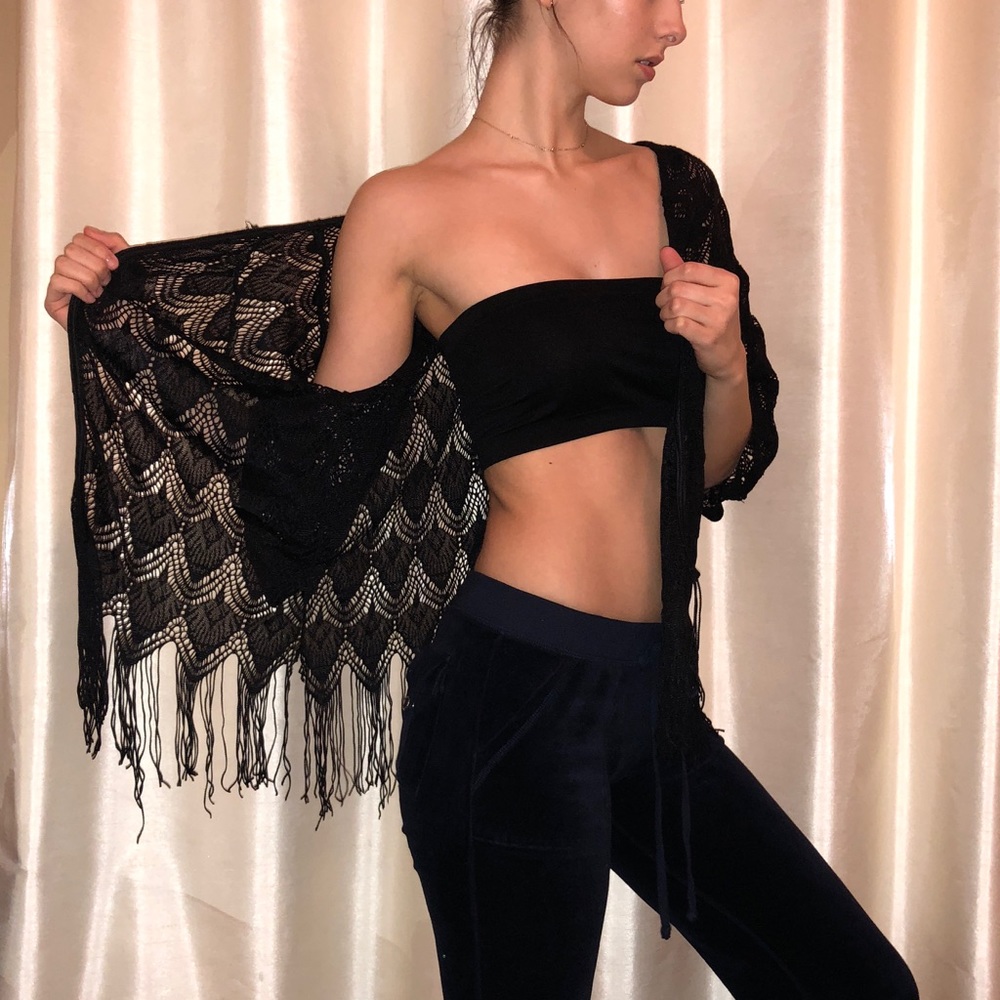 Black Fringe Cardigan